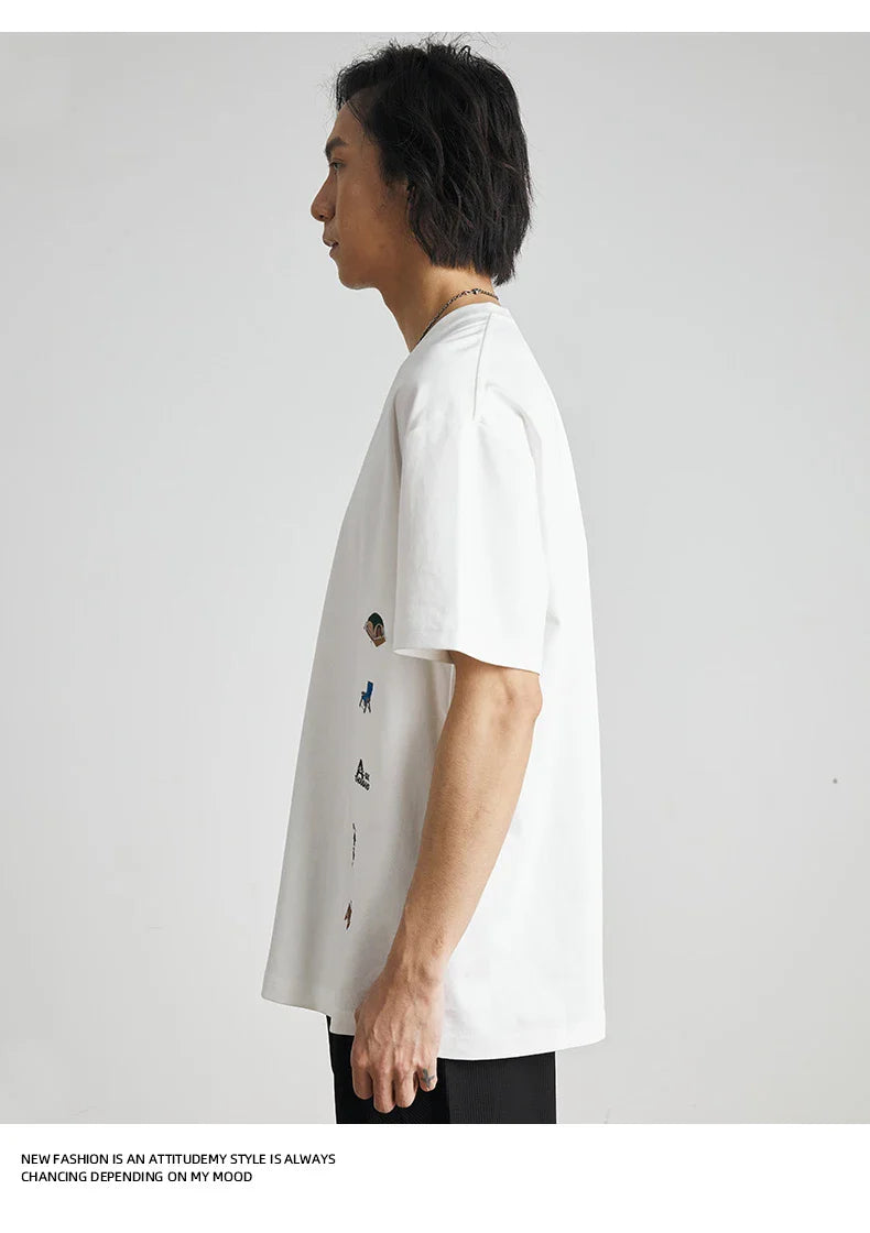Men's American Retro Short-sleeved T-shirt Men's 2026 Summer New Loose Half-sleeved Embroidered Round Neck Bottoming Shirt