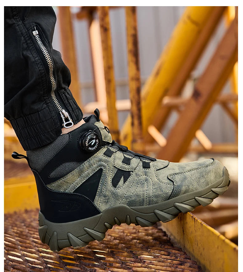 Safety Rotating button  Boots Men Outdoor tactical boots Indestructible shoes Puncture-Proof Work Boots Steel toe shoes Sneakers