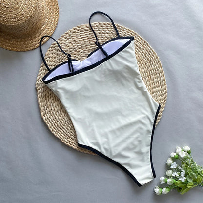2025 New Sexy Splicing High Leg Cut Women Swimwear One Piece Swimsuit Female Monokini Padded Bather Bathing Suit Swim K5622