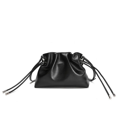 Luxury Pleated Cloud Crossbody Bag - Premium Genuine Leather Drawstring Shoulder Purse, Versatile Small Bag for Elegant Lady