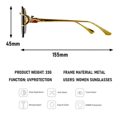 Oval Rimless Sunglasses Women Trendy 2026 Fashion Glasses UV400 Protection Brand Design Sunglass Lentes De Sol Mujer Zonnebril