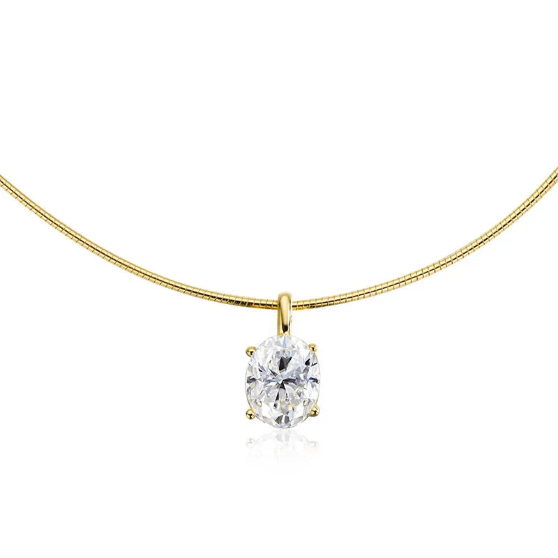 3/4/5CT Oval Cut Moissanite Pendant Necklace for Women Men Lab Diamond Classic Solitaire Chain Real 925 Sterling Silver