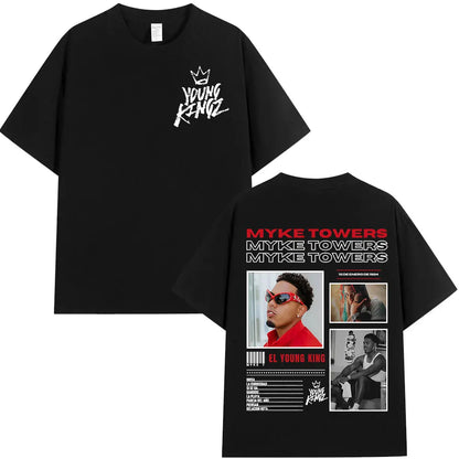 Rapper Myke Towers Graphic T-shirts Men Women Fashion Hip Hop Oversized T Shirt Comfort Cotton Short Sleeve T-shirt Streetwear