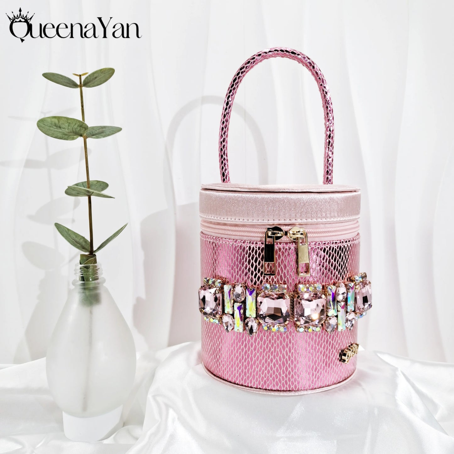 Nigerian-Inspired Rhinestone High Heels With Colourful Bucket Bag Fashionable Womens Footwear And Accessories Set