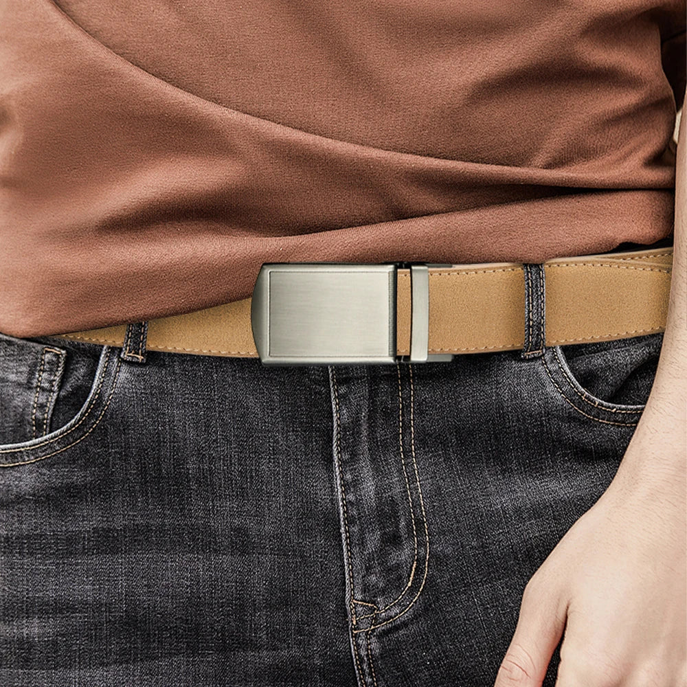 Men's High-Quality Belt 115cm 125cm 135cm Luxury Belt, Black Men's Automatic Buckle Jeans Men's Belt Suit Belt
