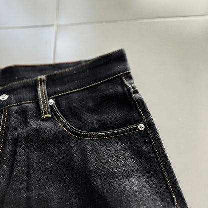 Vintage Momotaro 165oz Heavyweight Indigo Straight Leg Jeans Japanese Style mid Waist Cotton Denim Pants for Men Non Stretch