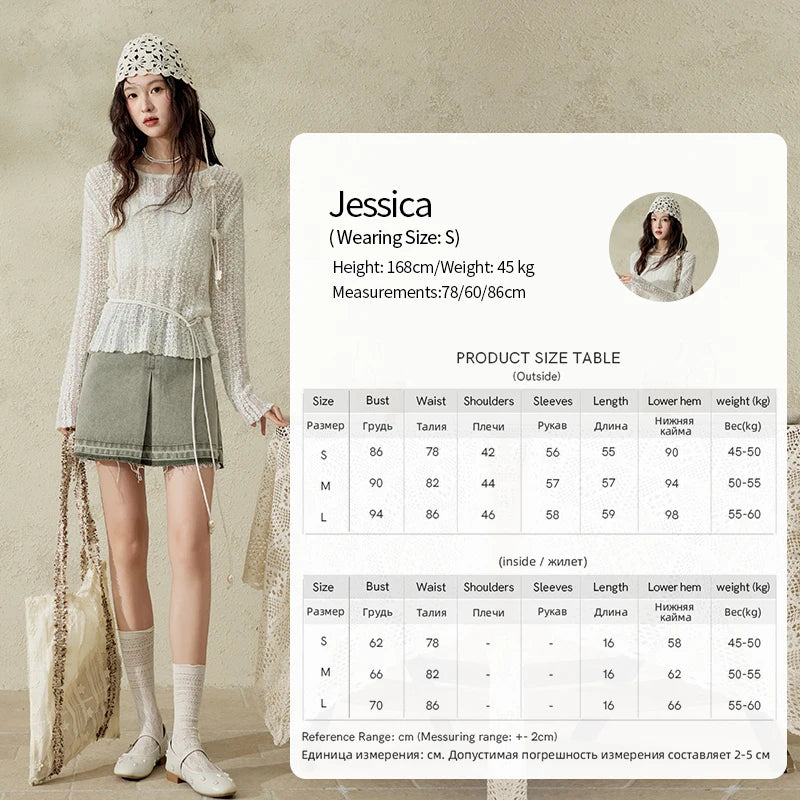 Women 's Apricot White Hollow Knitted Sweater Spring 2025 Mohair Cover Drop Sleeve Top Strapless Slim Tube Top MXE12Z1120