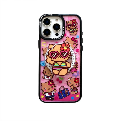 Y2K Hello Kitty Cute Cartoon Magnetic Phone Case For IPhone 12 13 14 15 16 17 Pro Max Protective Cover with Stand Fundas