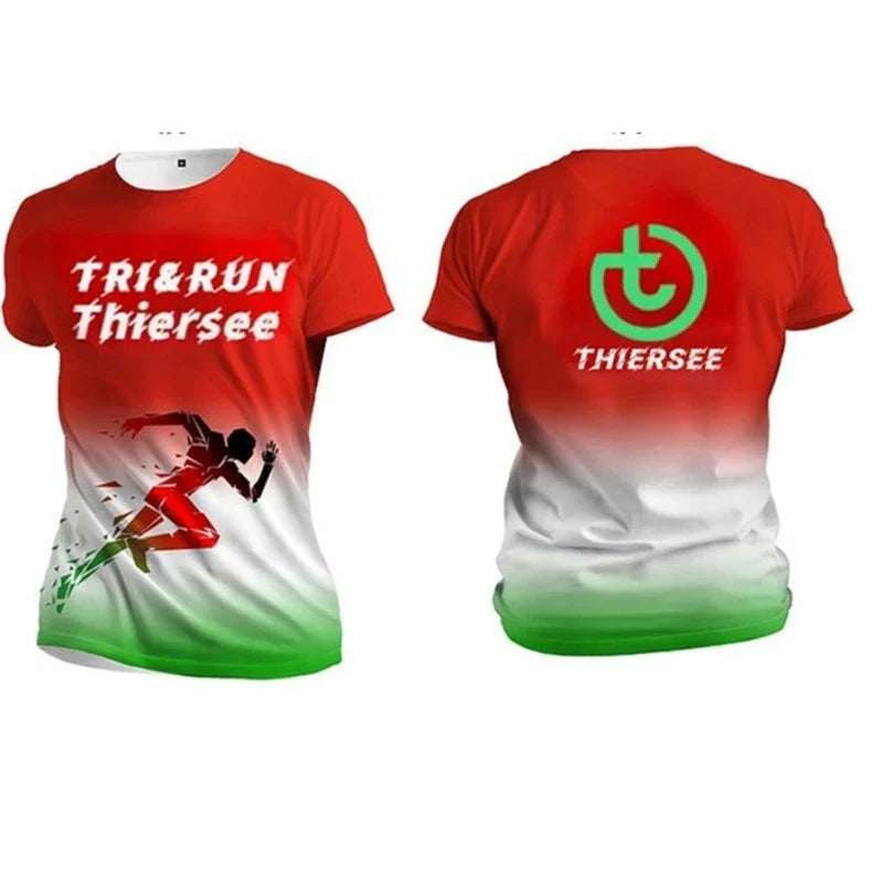 Men's T shirt Outdoor Fitness Run Sports T-Shirts Summer New Casual Women's Short Sleeve Tops Fashion 3D Gradient Harajuku Tops