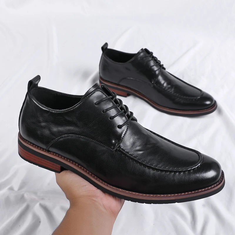 Italian Design Men's Oxford Business Shoes Formal Casual Leather Laces Lace-Up Anti-slip Flat Designer Shoes Comfy Walking Shoes