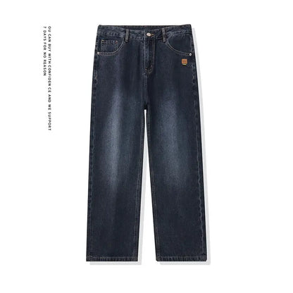 High Streets Spring Summer Men's Jeans American Retro Baggy Wide Leg Denim Pants Loose Solid Cotton Jeans Male Trendy Trousers