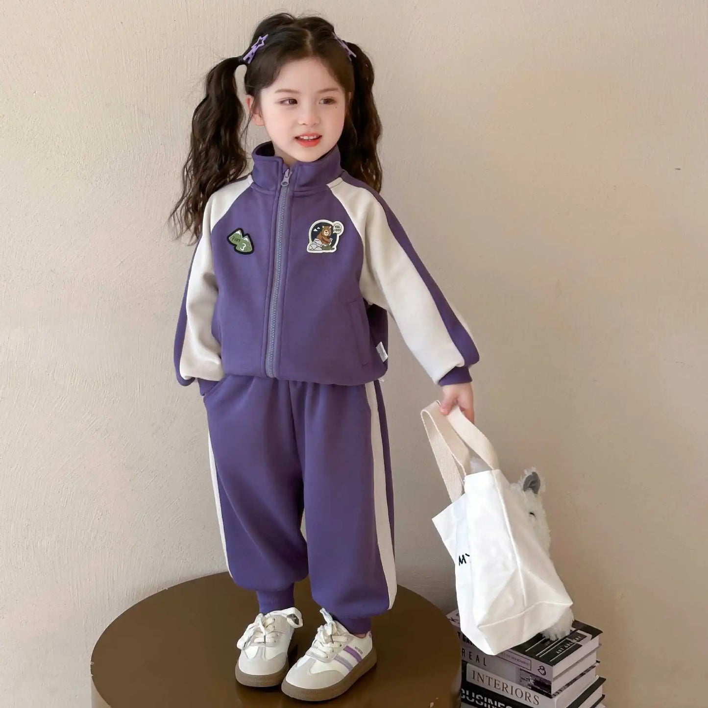 Summer Baby Girls Boys Cotton Leisure Contrast Zip Sweatshirt Jacket+Sweatpant Set School Kid 2PCS Tracksuit Child Outfit 2-12Yr