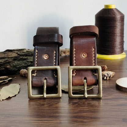 4.1CM Men High Quality Genuine Leather Belt Luxury Designer Brass Pin Buckle Belts Pure Cowskin Vintage Strap Male Jeans for Man