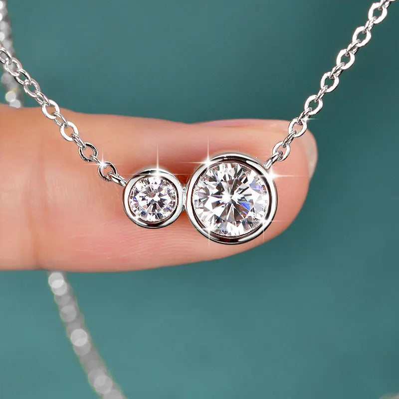 GRA Certified D VVS1 1.0CT Moissanite Diamond Round Pendant Necklace for Women Chain Fine Neck Jewelry Gifts Collares
