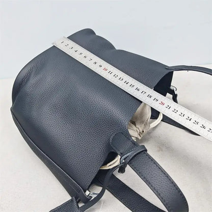 Top Layer Cowhide Leather Handbag European Sle Buet Bag Fre Vegetable Basket Ladies Handbag Soft Handle Casual Faion