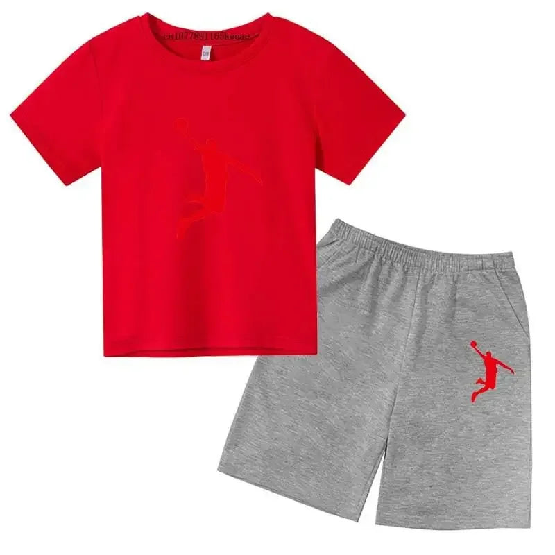Basketball Idol Print Kids Summer Casual 2pcs T-shirts+Pants Sports Suits 3-13 Years Boys Girls Leisure Outfits Children Clothes
