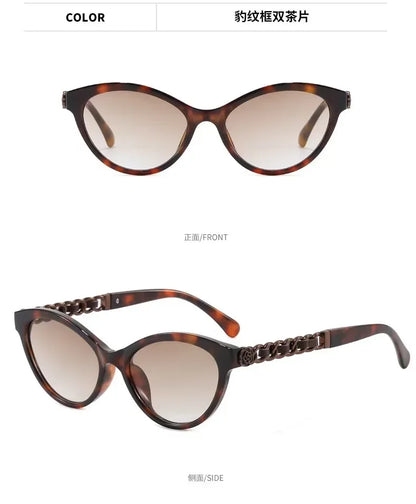 2025 New Fashion Cat Eye Sunglasses Women Hollow Chain Legs Sun Glasses Ladies Classic Goggle Oculos De Sol UV400 Sunshade