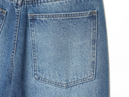 European and American style 2025 winter new women's clothing mid waist balloon version sickle bending knife jeans