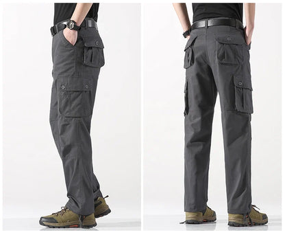 Male Cargo Pants Tactical Cotton Overalls Outdoor Utility Work Trousers Relaxed Fit Big Size Hombre Clothing