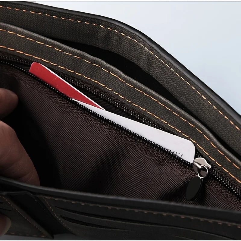 Men Wallet Patchwork PU Leather Small Card Holder Short Wallets Man Purse Card Case Casual Standard Wallet