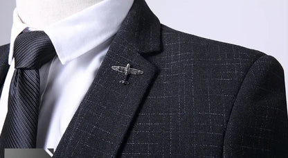 Mens Fashion Wedding Smart Casual 3 Piece Suit British Style High Quality Jacket Vest Trousers European American Banquet Look