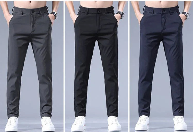 2026 Men's Summer Casual Pants Thin Ice Silk Men's Pants Fashion Straight  Elastic Men's New Pants Men's Pants
