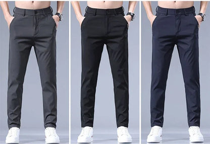 2026 Men's Summer Casual Pants Thin Ice Silk Men's Pants Fashion Straight  Elastic Men's New Pants Men's Pants