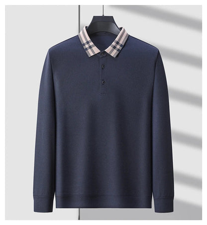 Light luxury brand polo shirt long sleeved spring and autumn new style comfortable and breathable casual striped lapel T-shirt