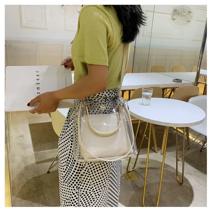 Fashion Transparent Women Shoulder Bag Jelly Candy Summer Beach Handbag for Female Messenger Bags Bolsa Totes Bucket Bag
