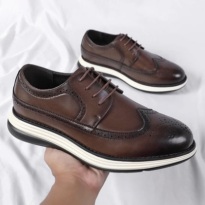 High End British Style Office Business Dress Shoes Men's Casual Leather Thick Soled Simple Walking Shoes Fashion Oxford Shoes