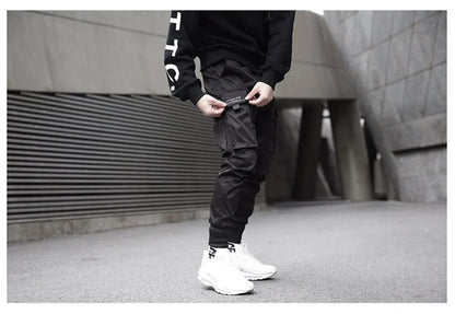 Black Hip Hop Cargo Pants Summer Versatile Fashion Brand Trousers Fashion Loose Gothic Korean Sweatpants Streetwear Males