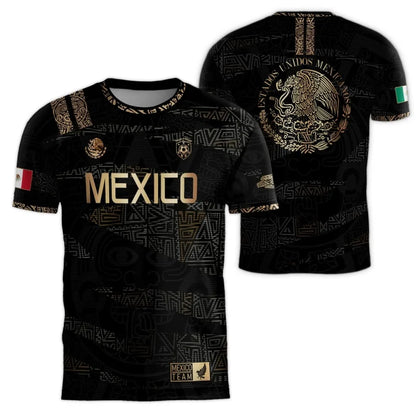 Mexico Aztec T-Shirt Men Women Mexican Eagle Emblem Graphic Tee Football sportswear, outdoor casual fashionable streetwear