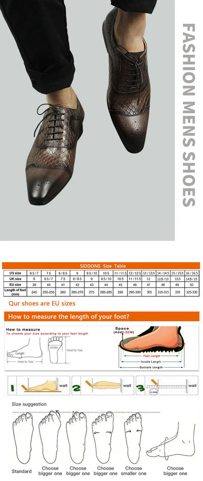 Men's Leather Shoes Engraving Printing Banquet Wedding Shoes Fashion High Quality Oxford Business Office Shoes Chocolate Black