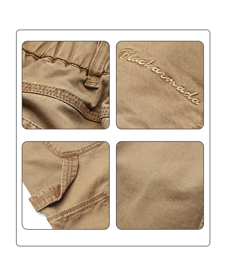 Korean Streetwear High Quality Double Gauge Twill Wash Cargo Pants For Men Clothing Harajuku Cotton Casual Straight Leg Trousers
