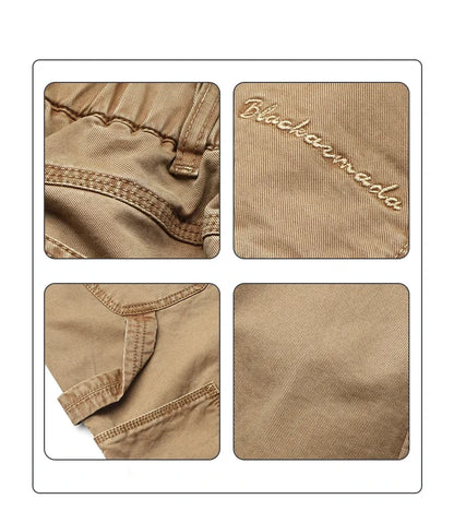 Korean Streetwear High Quality Double Gauge Twill Wash Cargo Pants For Men Clothing Harajuku Cotton Casual Straight Leg Trousers