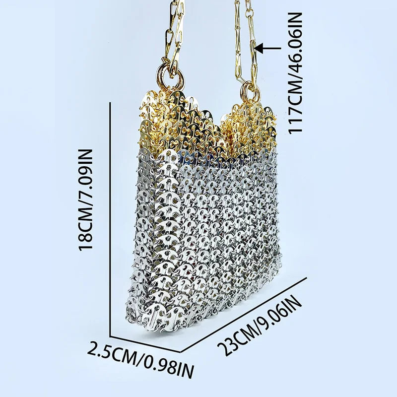 2024 Hot selling metal sequin high-capacity mobile phone cross-body chain bag handmade bag for women's fashion trend