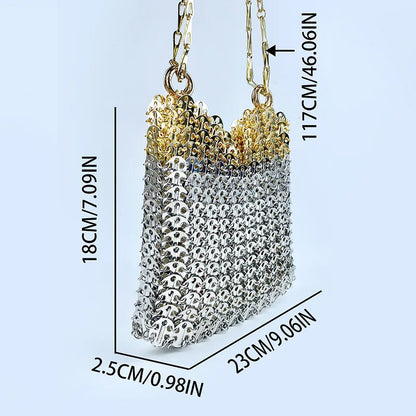 2024 Hot selling metal sequin high-capacity mobile phone cross-body chain bag handmade bag for women's fashion trend