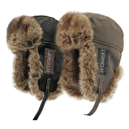 Bomber Hat New Thick Warm Men Women Russian Fur Hat Male Windproof PU Leather Ski Trapper Earflap Cap Winter Hat Ushanka