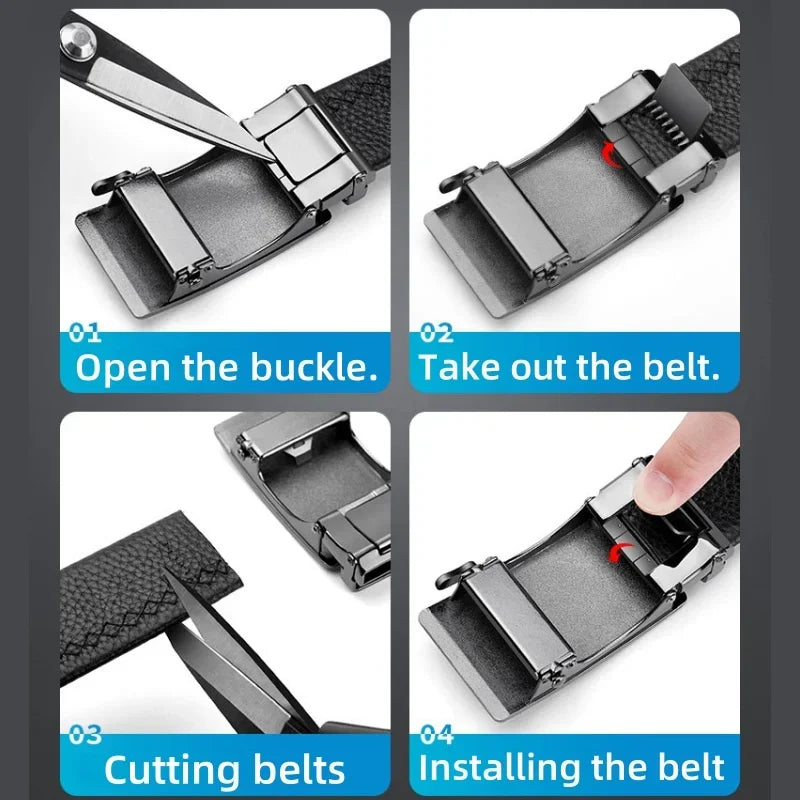 Fashion Automatic Buckle Men's Belt Men's Genuine Leather Belt Luxury Designer Black Brown 3.5 cm Ratchet Belt for Men