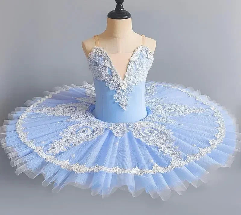 Professional Ballet Girl Blue Pink Pancake Princess Ballet Party Dress Ballet Dance Costume
