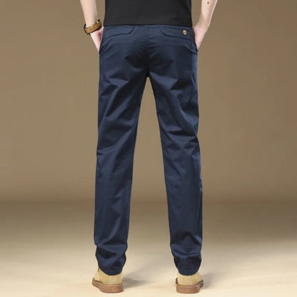 97% Cotton Cargo Style Casual Pants Men's Splicing Straight Fashion Elastic Business Trousers Spring Autumn Male Clothes Pants