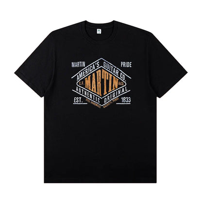 Martin Martin Guitarist Costume Rock Band T-shirt Men's Short Sleeve Instrument Print Cotton T-shirt Summer Clothing Tops Tee