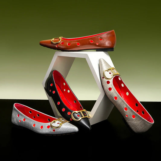 2025 Women's Flat Shoes New Punching Design Pointed Woman Shoes Simple Anti slip