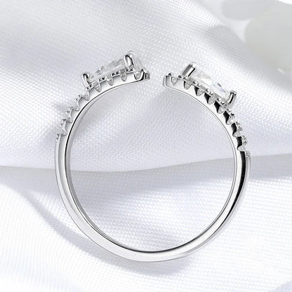 Double Pear Cut Moissanite Rings for Women Adjustable 5-9 Size Lab Diamond Wedding Female Jewelry 925 Sterling Silver