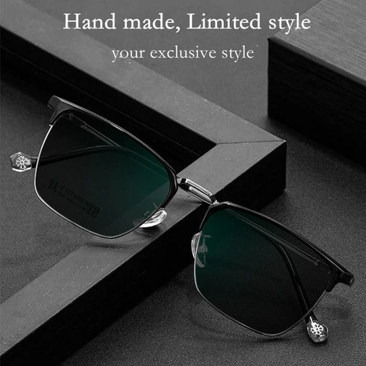 Ultralight Pure Titanium Myopia Sunglasses Men‘s Retro Business Driving Fishing Outdoor Traveling Sunshade Glasses