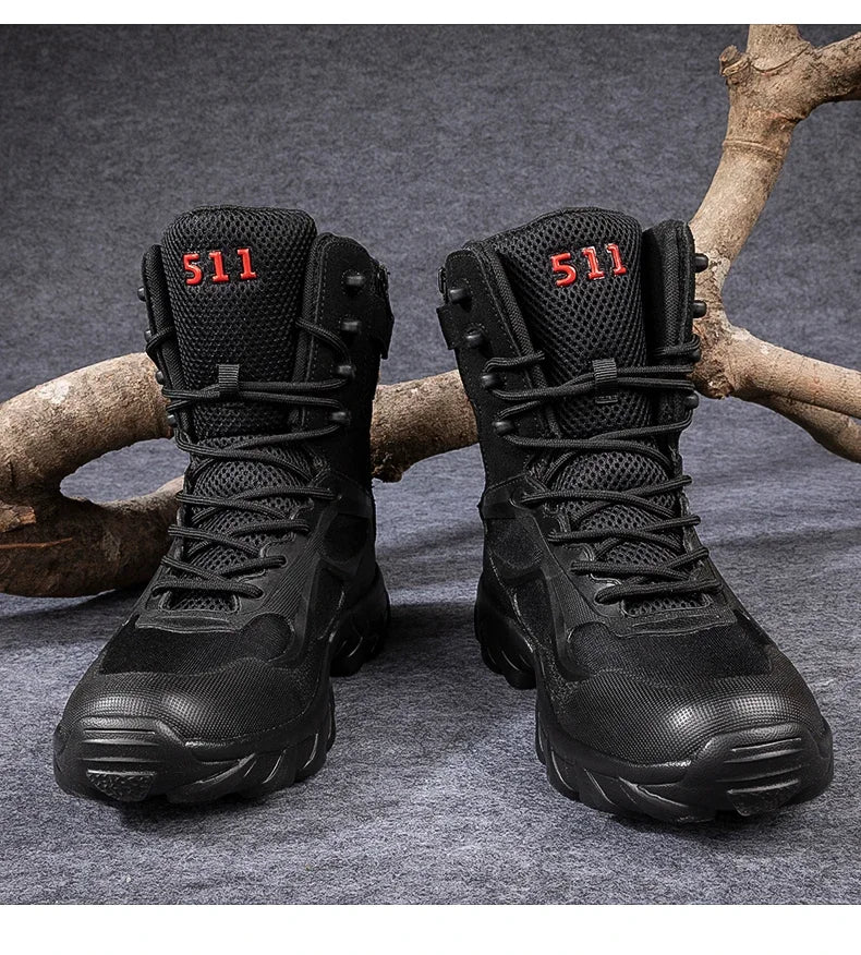 New Men Motorcycle Tactical Boots Work Army Desert Safety Climbing Hiking Shoes Anti-Slip Ultrallight Hunting Boots High Quality