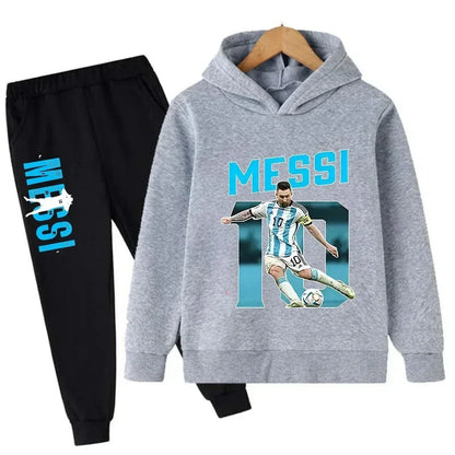 Autumn Football Star Messi 3-12Y Children Hoodies Sets Pants Suit 2 Pcs Sets Kids Boy Girl Clothing Casual Fashion Tracksuits