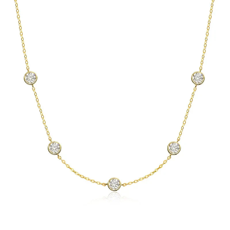 Bubble Each 5mm All Moissnaite Necklaces for Women Luxury Female Neck Chain 100% Sterling Silver S925 Fine Jewelry GRA