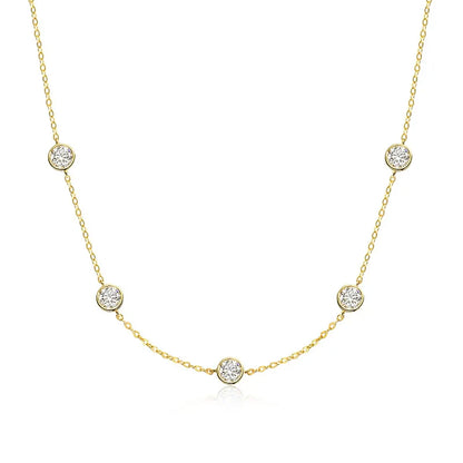 Bubble Each 5mm All Moissnaite Necklaces for Women Luxury Female Neck Chain 100% Sterling Silver S925 Fine Jewelry GRA