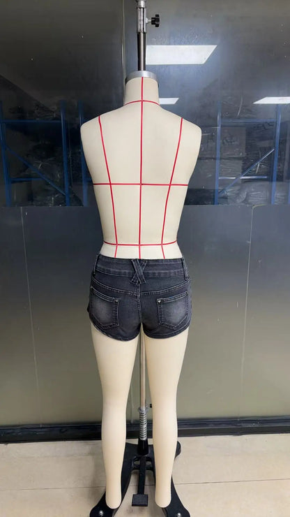 2026 Summer New Women's Sexy Low-rise Tight Elastic Super Short Denim Micro Mini Shorts